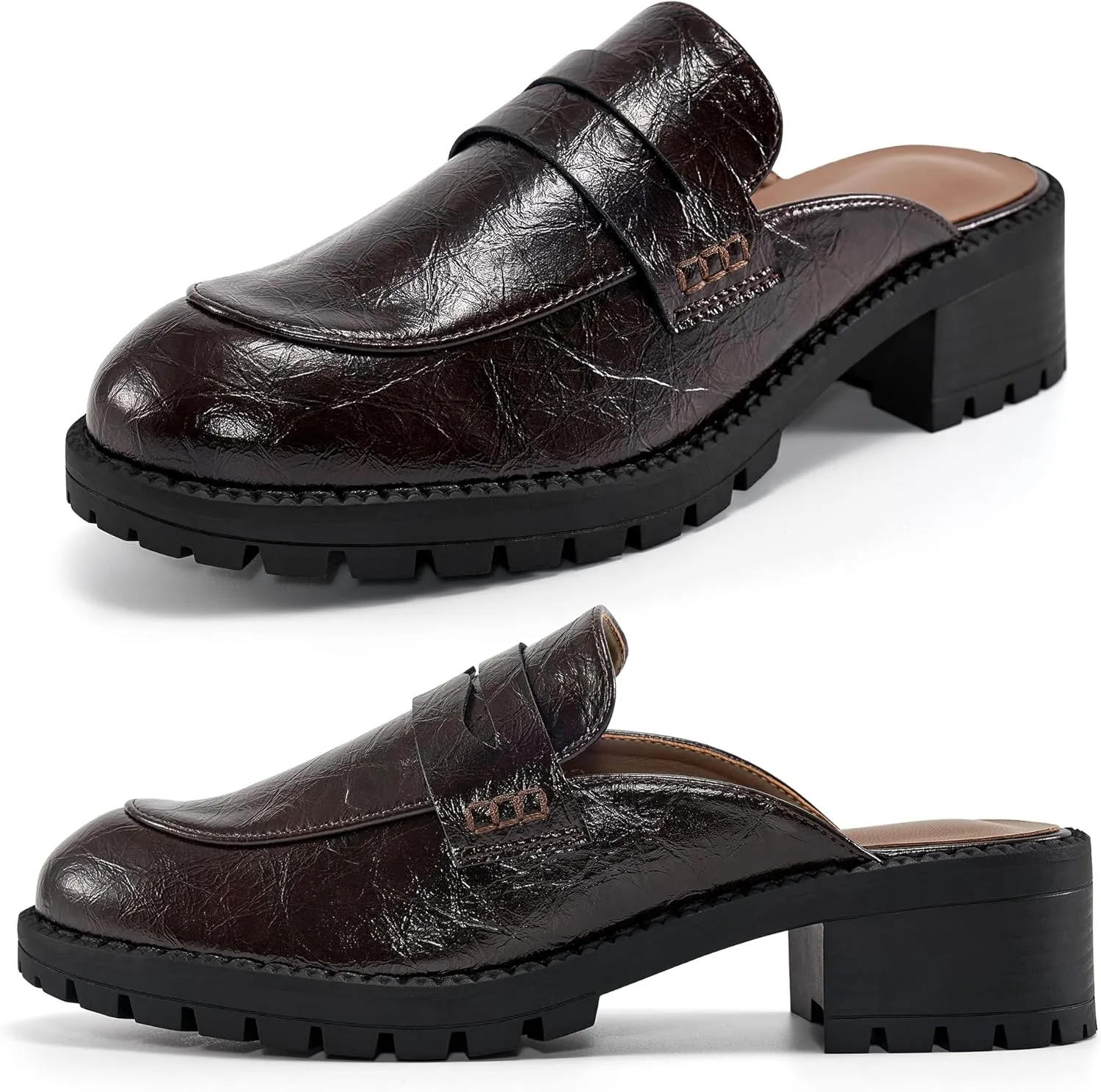 Ecetana Women Mules Comfortable Clogs Platform Chunky Slip on Backless Loafers Casual Walking Business Slide Shoes