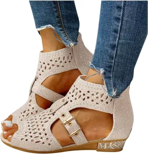 Eduavar Sandals for Women Dressy,Boho Sandals Womens Sandals Low Wedges Peep Toe Wrapped Sexy Cute Diamond Dressy Sandals
