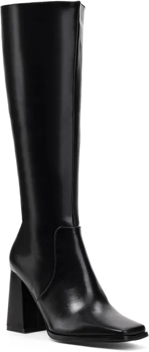 Elisabet Tang Casual Classic Knee High Long Boots Square toe 4IN for Women - Trendy Daily Chunky Block Heel Tall Dressy Boots Comfortable