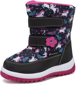 EQUICK Boys Girls Winter Boots Waterproof Lightweight Kid Snow Boots with Fur Outdoor (Toddler/Little Kid/Big Kid)