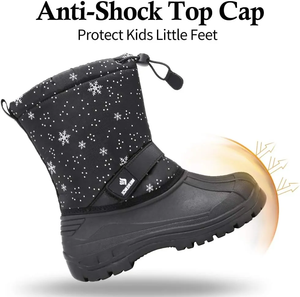 EQUICK Boys Girls Winter Boots Waterproof Lightweight Kid Snow Boots with Fur Outdoor (Toddler/Little Kid/Big Kid)