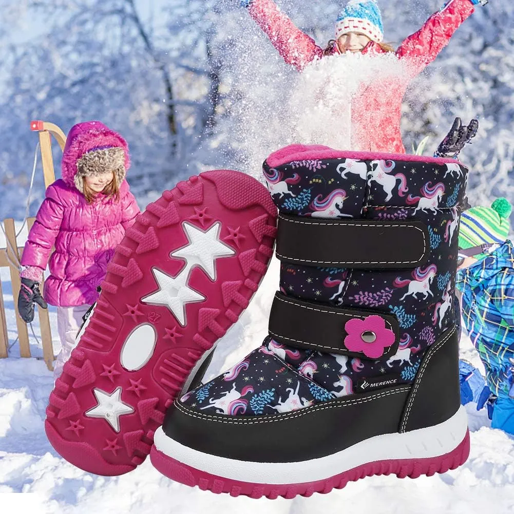 EQUICK Boys Girls Winter Boots Waterproof Lightweight Kid Snow Boots with Fur Outdoor (Toddler/Little Kid/Big Kid)