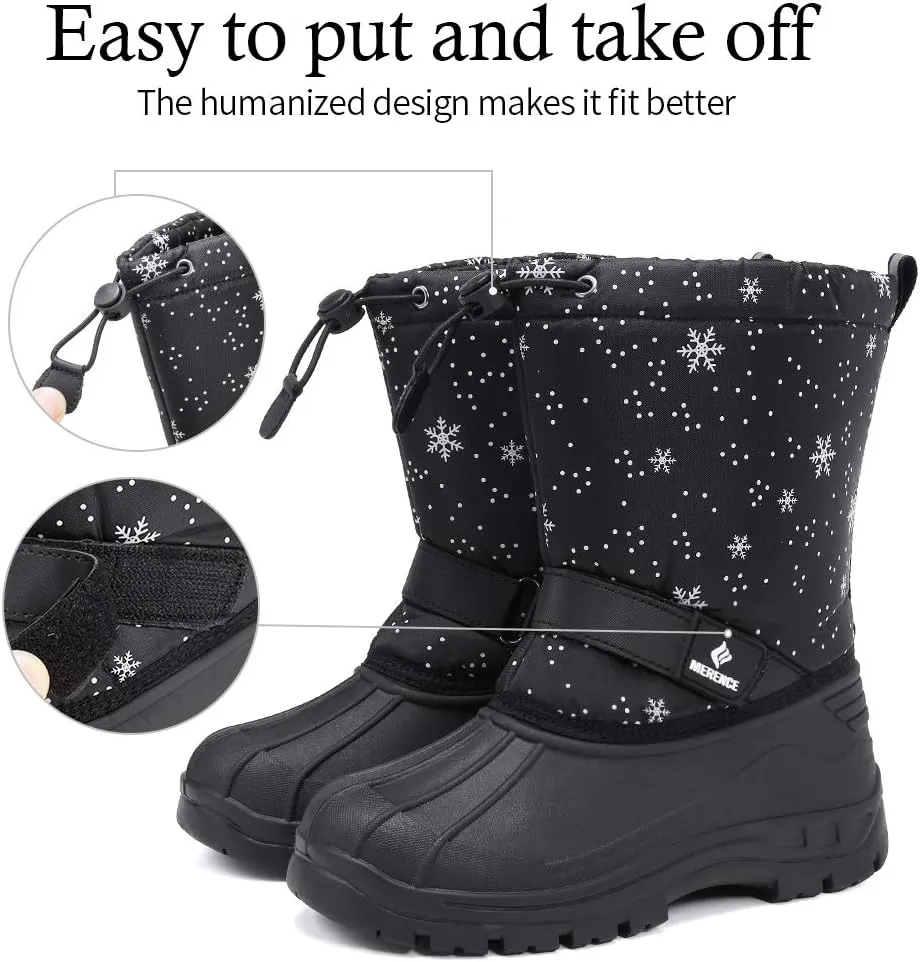 EQUICK Boys Girls Winter Boots Waterproof Lightweight Kid Snow Boots with Fur Outdoor (Toddler/Little Kid/Big Kid)