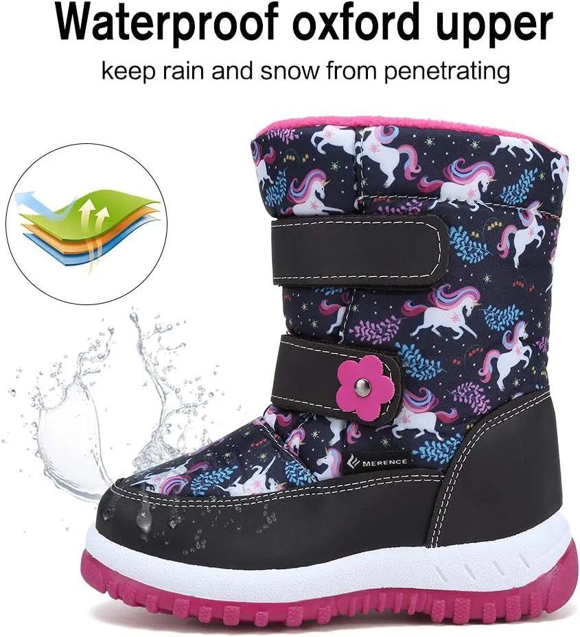 EQUICK Boys Girls Winter Boots Waterproof Lightweight Kid Snow Boots with Fur Outdoor (Toddler/Little Kid/Big Kid)