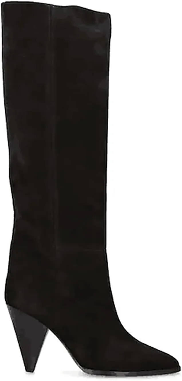 Fall tan Knee high boots for women pointed toe blue denim boot high heel black wide calf suede boots Beige heeled Booties Oversized shoes