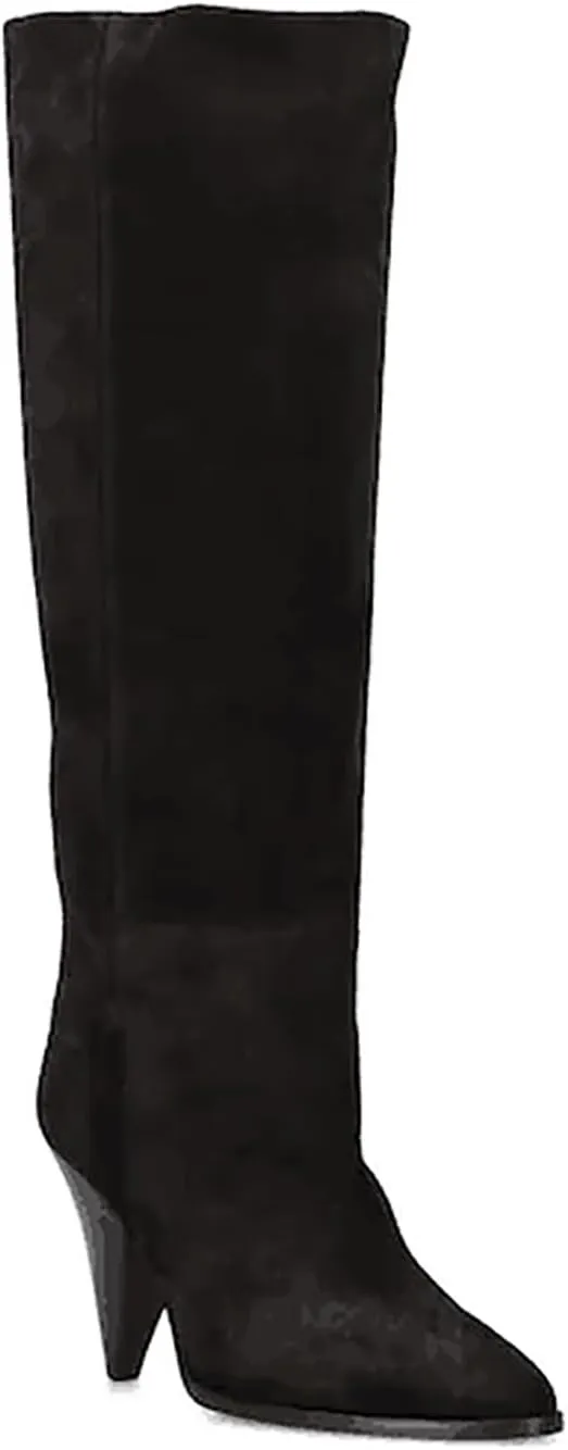 Fall tan Knee high boots for women pointed toe blue denim boot high heel black wide calf suede boots Beige heeled Booties Oversized shoes