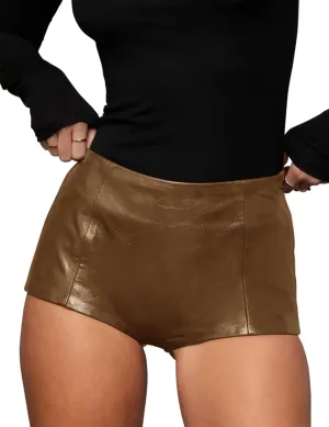 Fallorchid Women's Faux Leather Shorts Sexy Skinny Mini Shorts Hot Pants
