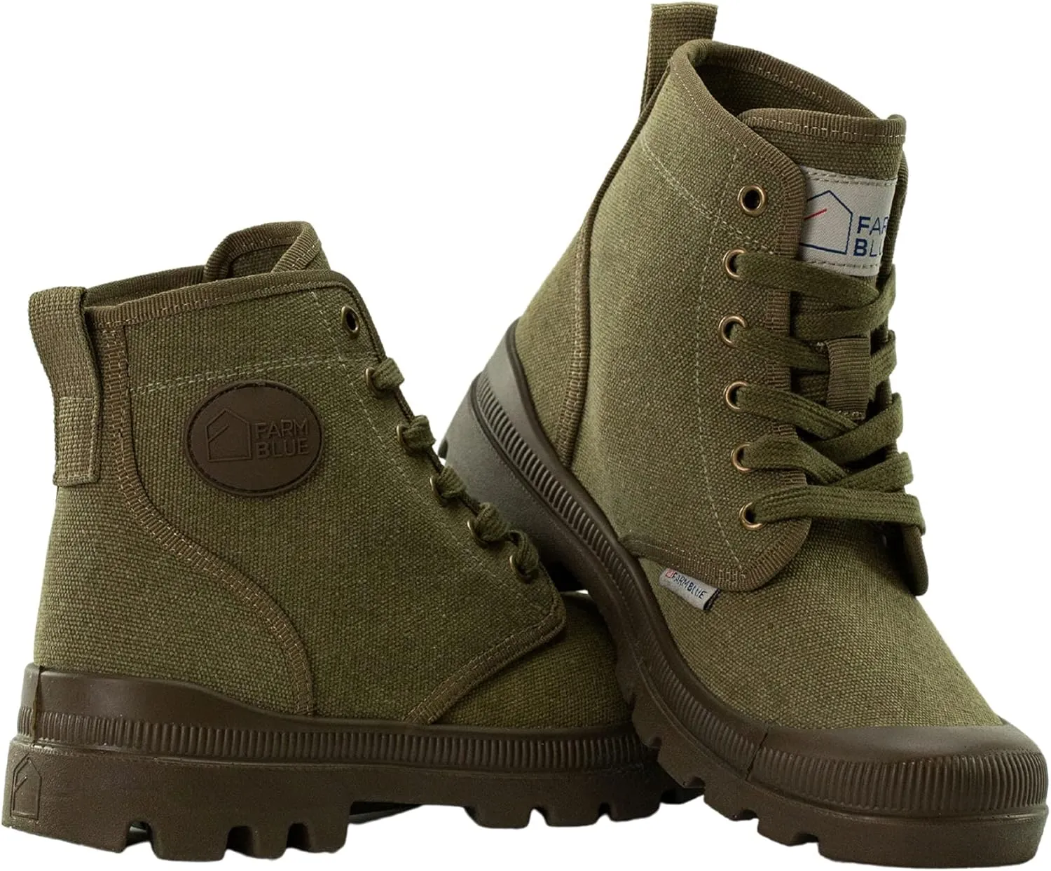 Farm Blue Men's Ranger Boots - High Top Hiking Shoes for Men - Water-Resistant Canvas Combat Boots with Orthotic Insoles - Tactical Shoes for Casual, Work, or Outdoor Wear