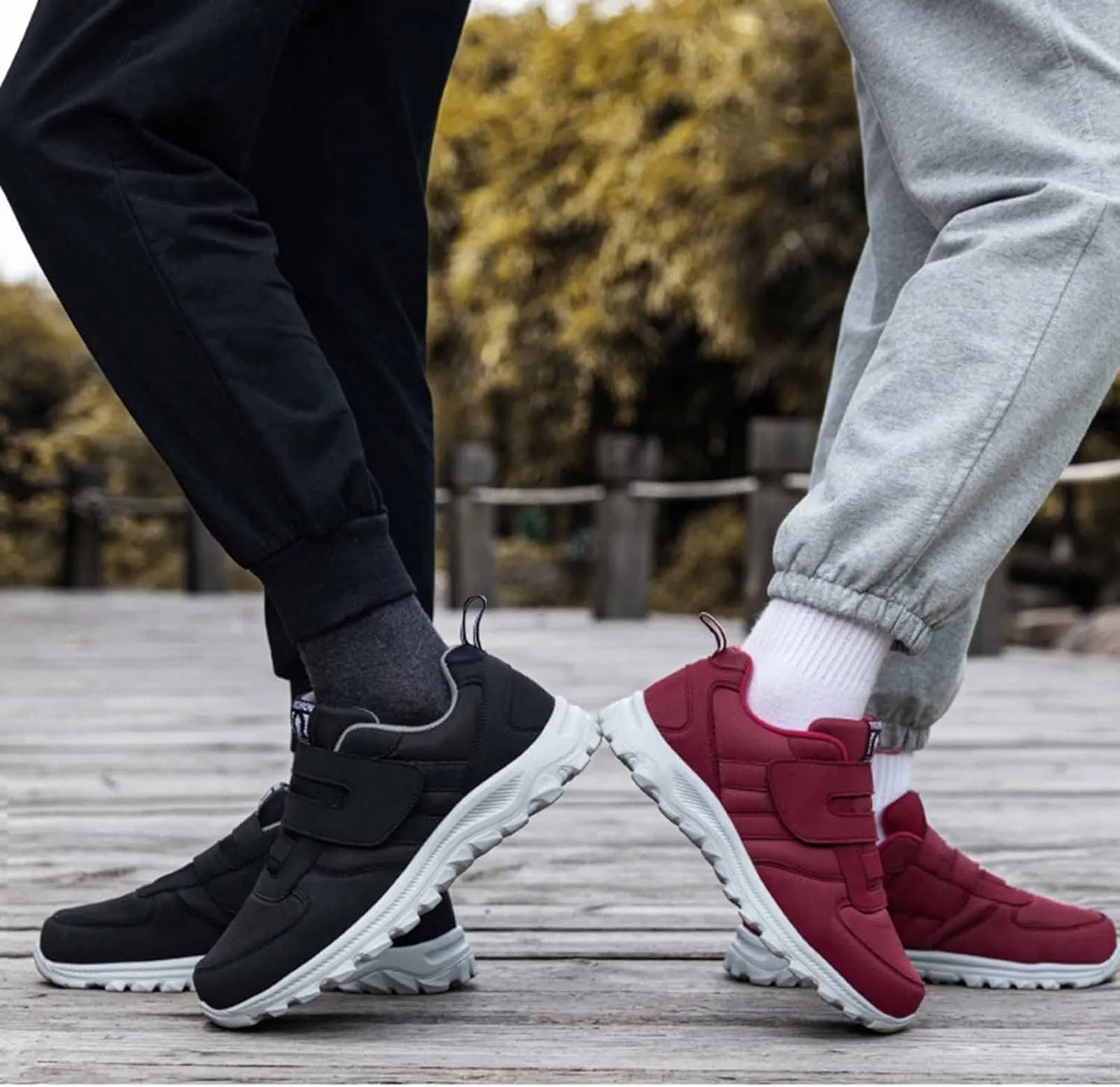 Fashion Couple Models Men's Middle and Elderly Light and Comfortable Non Slip Hook Loop Walking Sport Shoes Sneaker Men