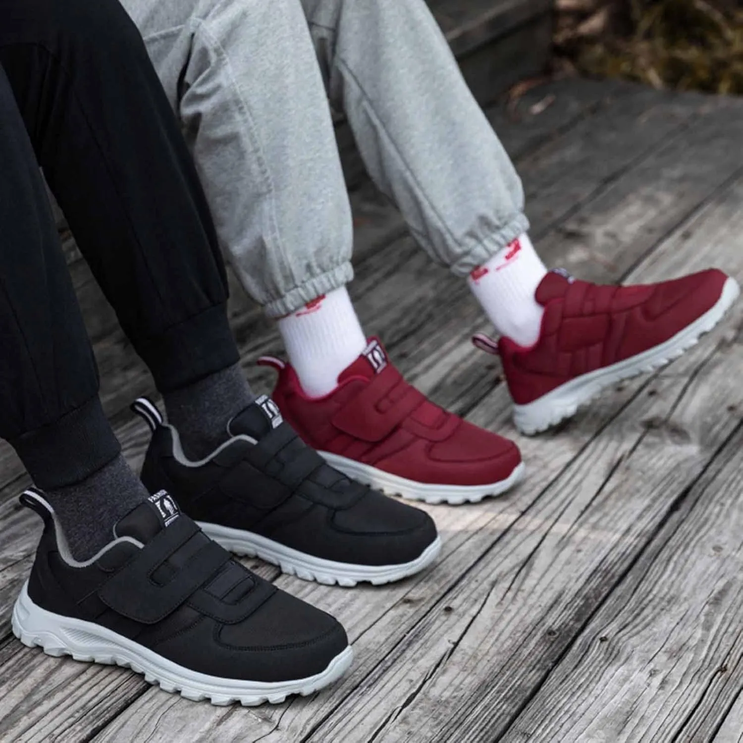 Fashion Couple Models Men's Middle and Elderly Light and Comfortable Non Slip Hook Loop Walking Sport Shoes Sneaker Men