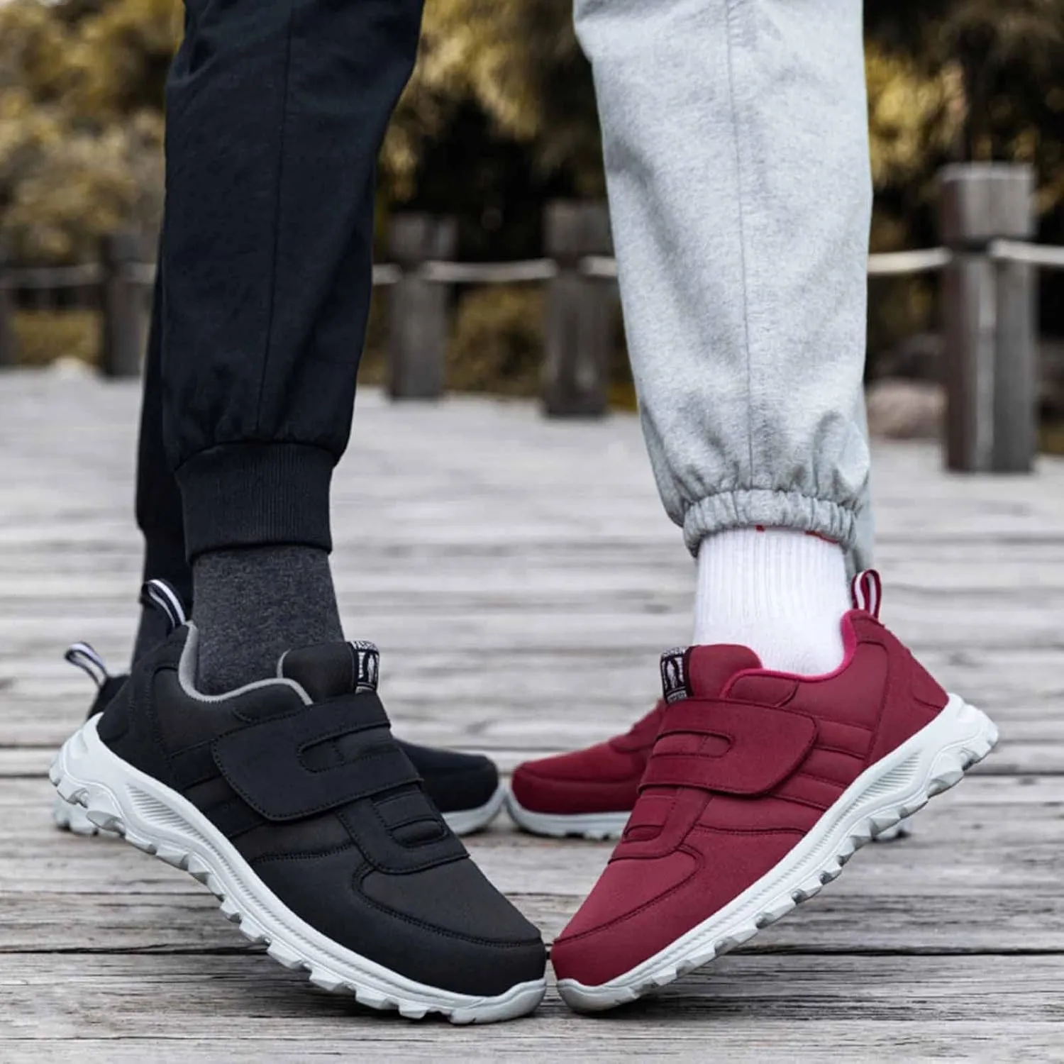 Fashion Couple Models Men's Middle and Elderly Light and Comfortable Non Slip Hook Loop Walking Sport Shoes Sneaker Men
