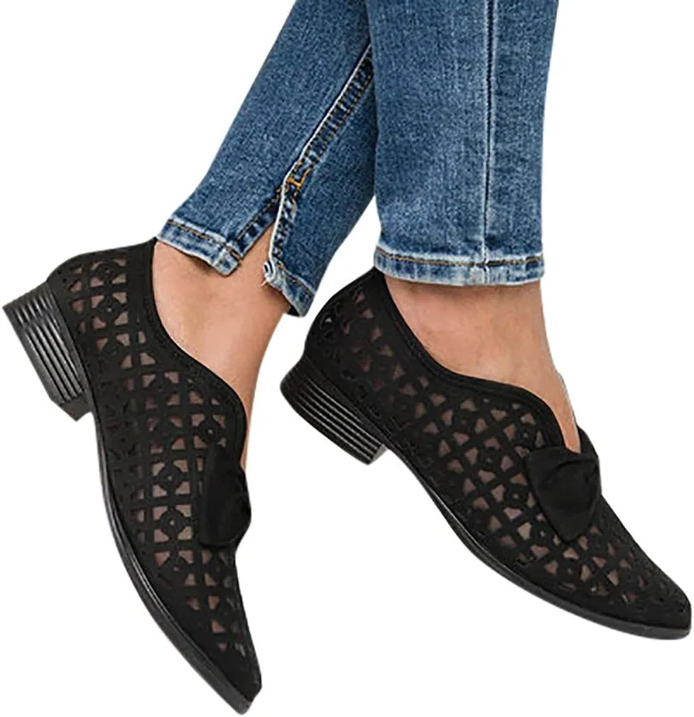 Fashion Retro Womens Breathable Hollow Low-heeled Roman Casual Shoes Sandals