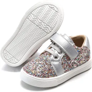 Felix & Flora Toddler/Little Kid Girls Running Shoes Sports Sneakers Princess Casual Glitter Shoes.