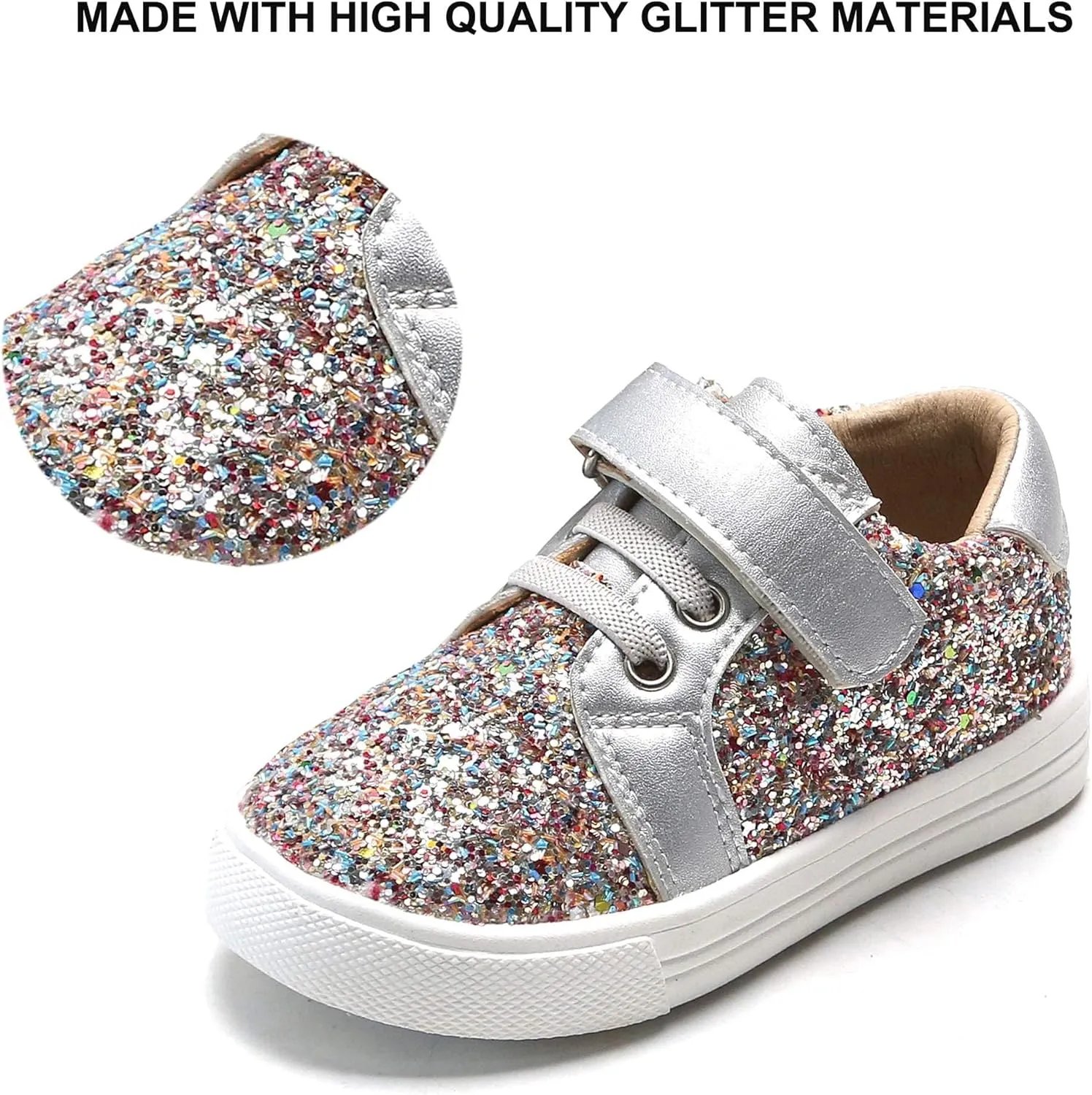 Felix & Flora Toddler/Little Kid Girls Running Shoes Sports Sneakers Princess Casual Glitter Shoes.