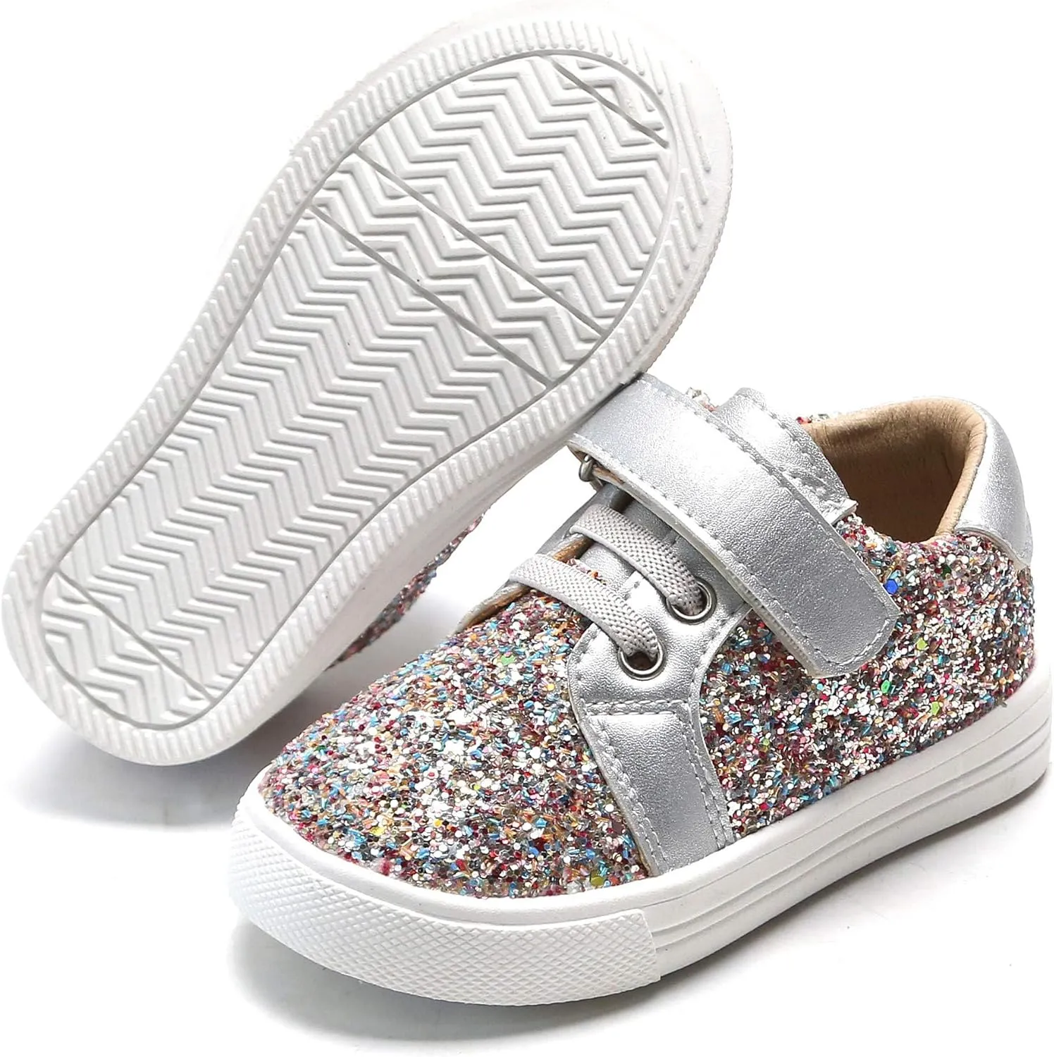 Felix & Flora Toddler/Little Kid Girls Running Shoes Sports Sneakers Princess Casual Glitter Shoes.