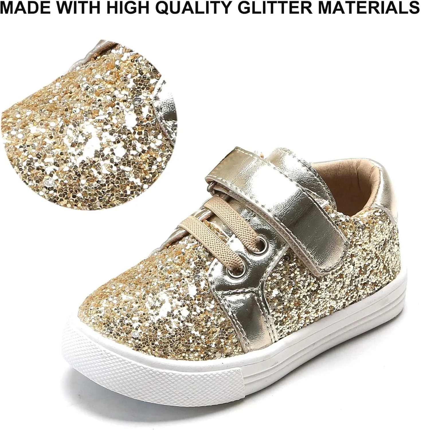 Felix & Flora Toddler/Little Kid Girls Running Shoes Sports Sneakers Princess Casual Glitter Shoes.