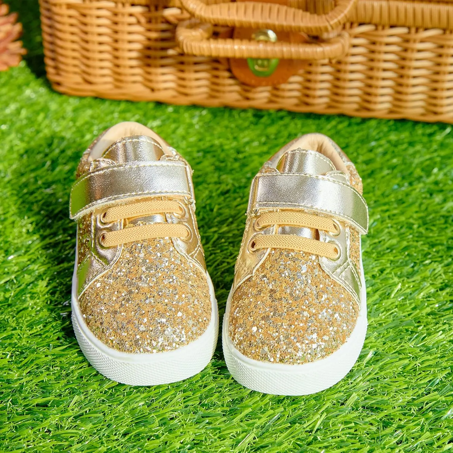 Felix & Flora Toddler/Little Kid Girls Running Shoes Sports Sneakers Princess Casual Glitter Shoes.