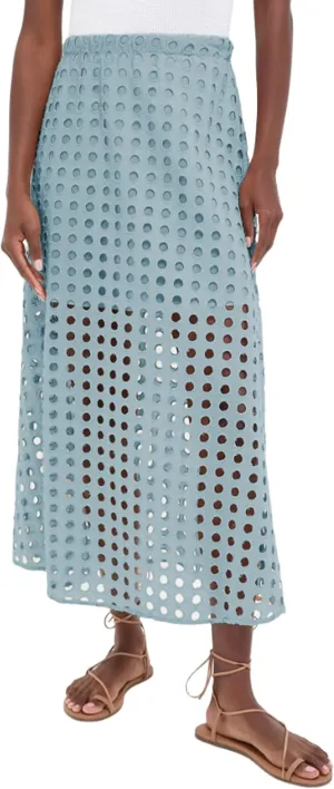 Fiona Jolin 2025 Women Summer Casual Eyelet Bohemian Maxi Skirt Beach Long Skirt with Mini Underneath