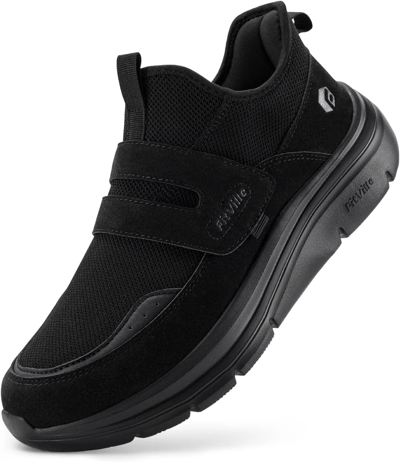 FitVille Men's Slip-on Shoes Wide Width Sneakers Hands Free Walking Shoes Gym Shoes for Men with Arch Support - Cloud Wanderer V5