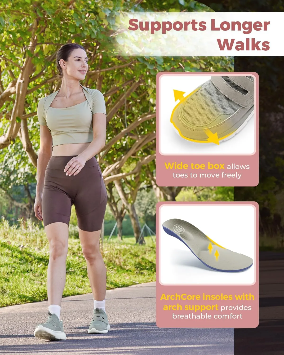 FitVille Slip On Shoes for Women Wide Width Walking Shoes Hands Free Lightweight Gym Tennis Sneakers for Women with Arch Support - Cloud Wanderer V5