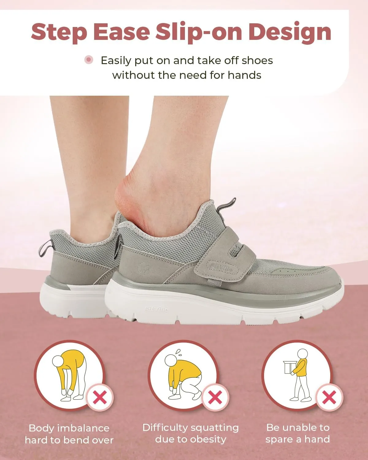 FitVille Slip On Shoes for Women Wide Width Walking Shoes Hands Free Lightweight Gym Tennis Sneakers for Women with Arch Support - Cloud Wanderer V5