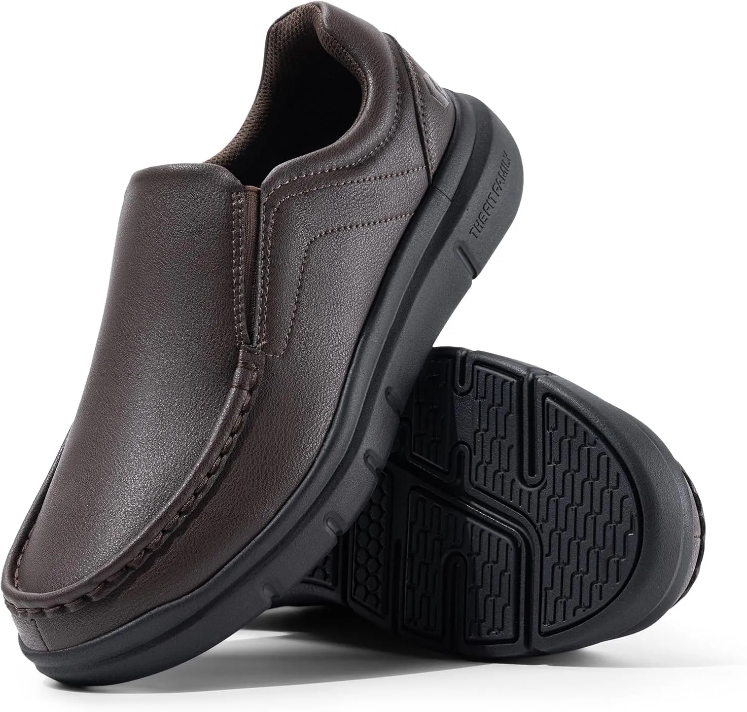 FitVille Wide Slip on Shoes for Men Black Dress Shoes Leather Loafers Business Casual Shoes, Comfortable Simple Shoes - EasyWalk V1