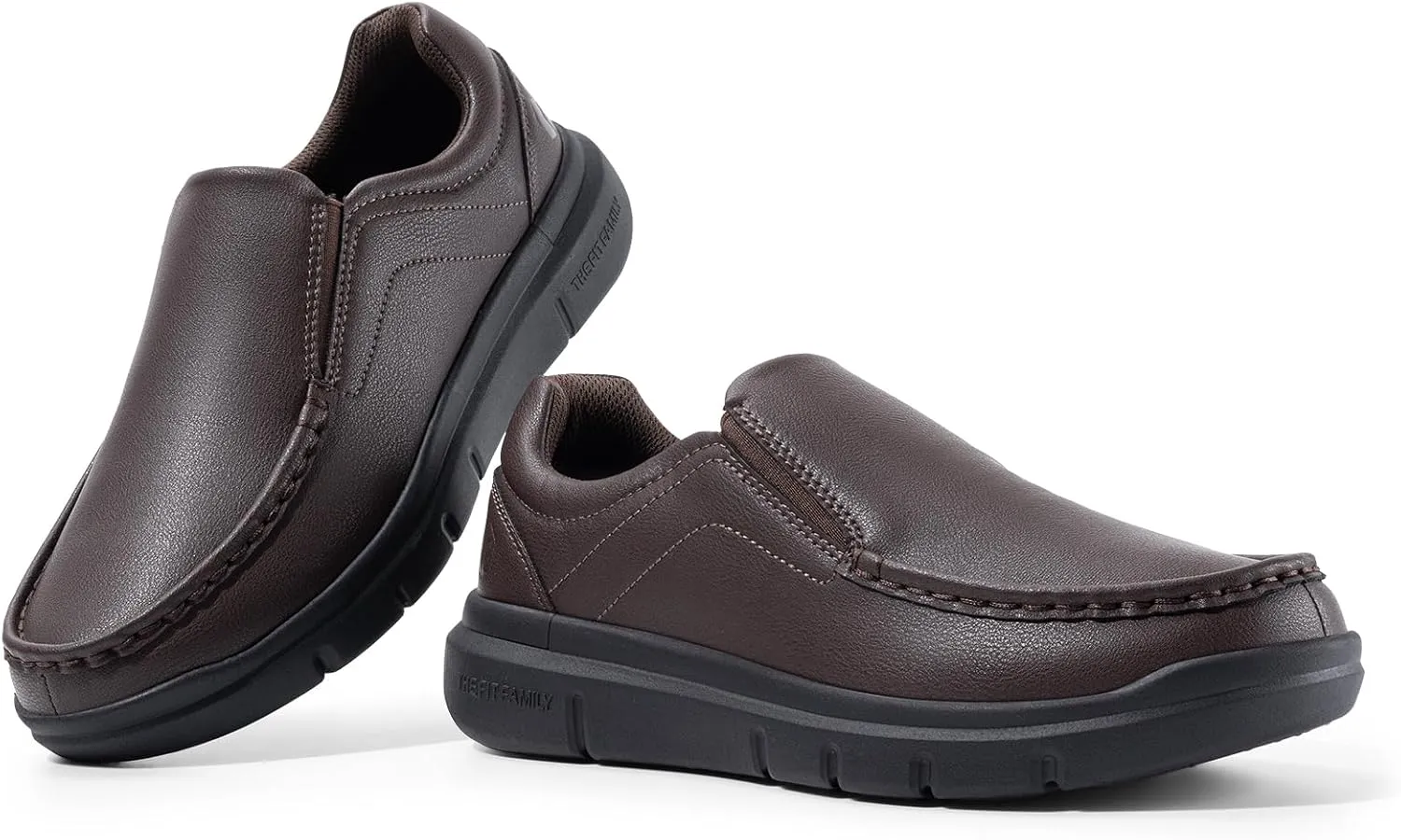 FitVille Wide Slip on Shoes for Men Black Dress Shoes Leather Loafers Business Casual Shoes, Comfortable Simple Shoes - EasyWalk V1