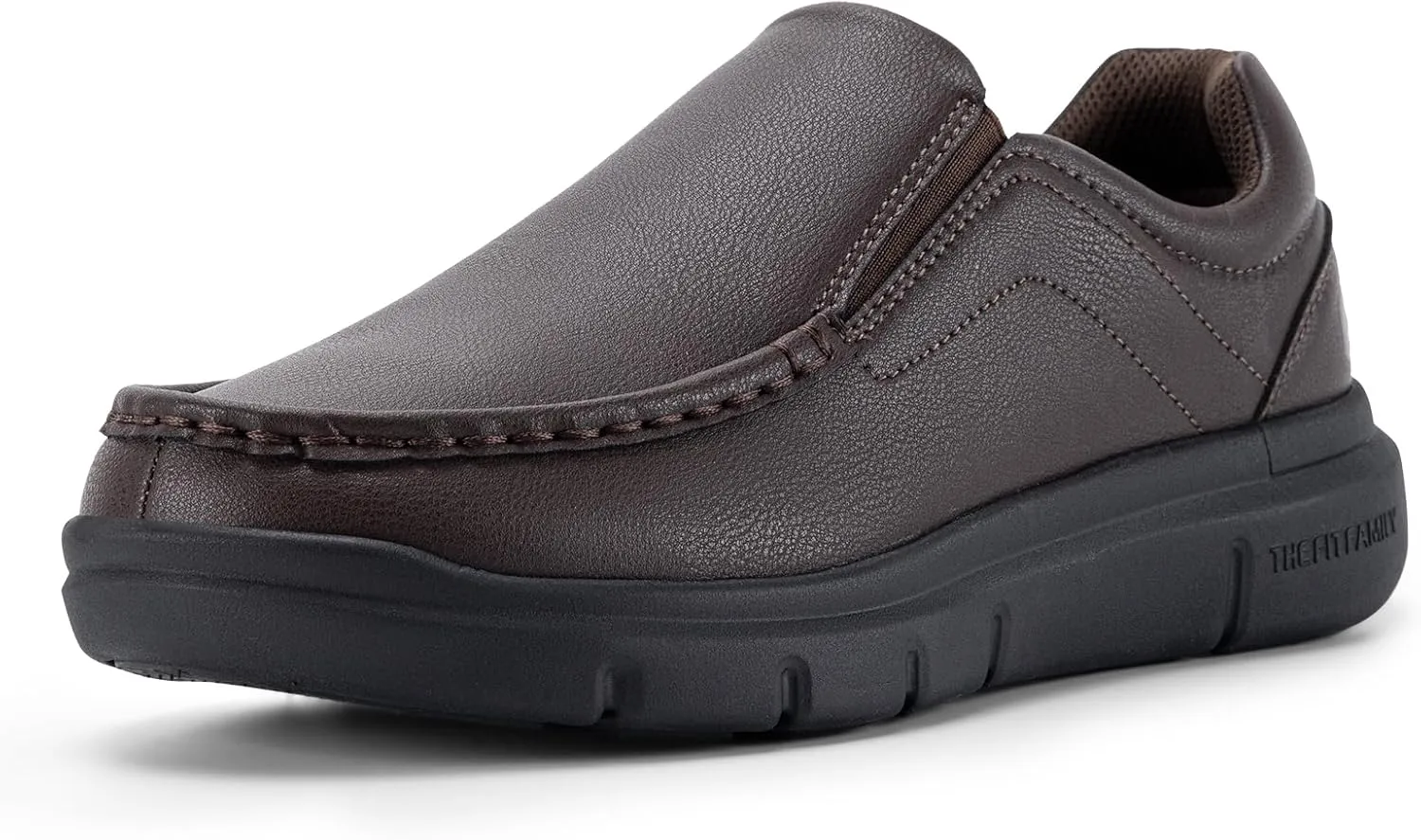 FitVille Wide Slip on Shoes for Men Black Dress Shoes Leather Loafers Business Casual Shoes, Comfortable Simple Shoes - EasyWalk V1