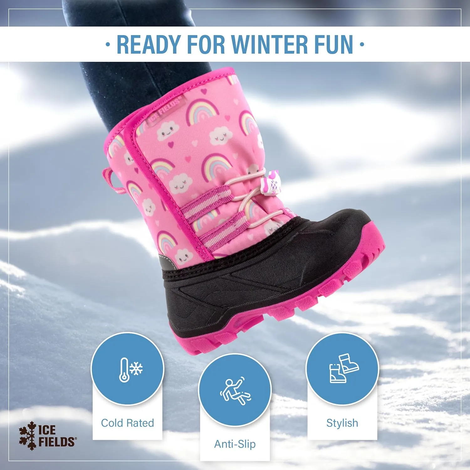 Flake Toddler Little Kids Snow Winter Boots, Warm, Waterproof Shell, Fleece-Lined Shoes