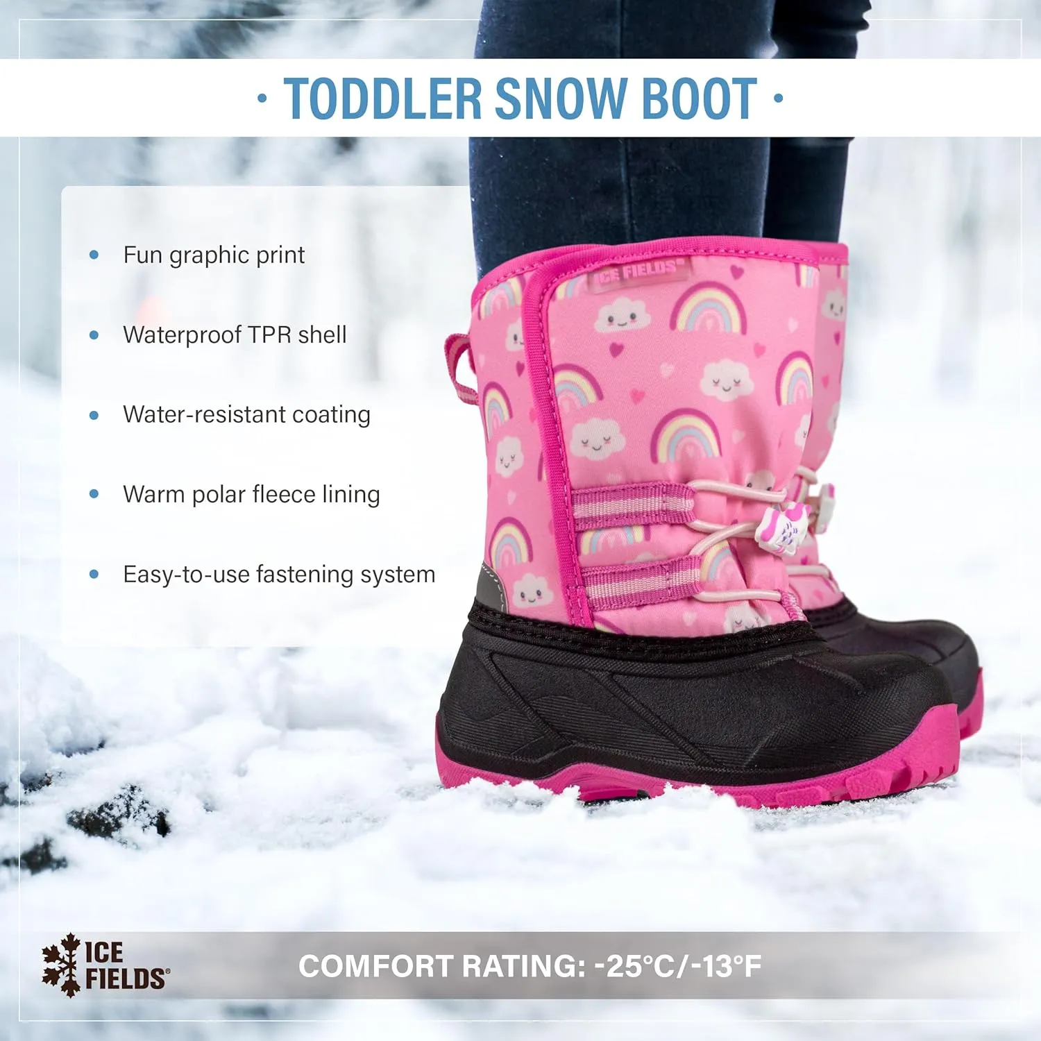 Flake Toddler Little Kids Snow Winter Boots, Warm, Waterproof Shell, Fleece-Lined Shoes