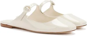 Flat Mules for Women Cute Closed Round Toe Slides Slip On Buckle Strap Mary Jane Backless Ballerina Flats Shoes