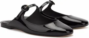 Flat Mules for Women Cute Closed Round Toe Slides Slip On Buckle Strap Mary Jane Backless Ballerina Flats Shoes