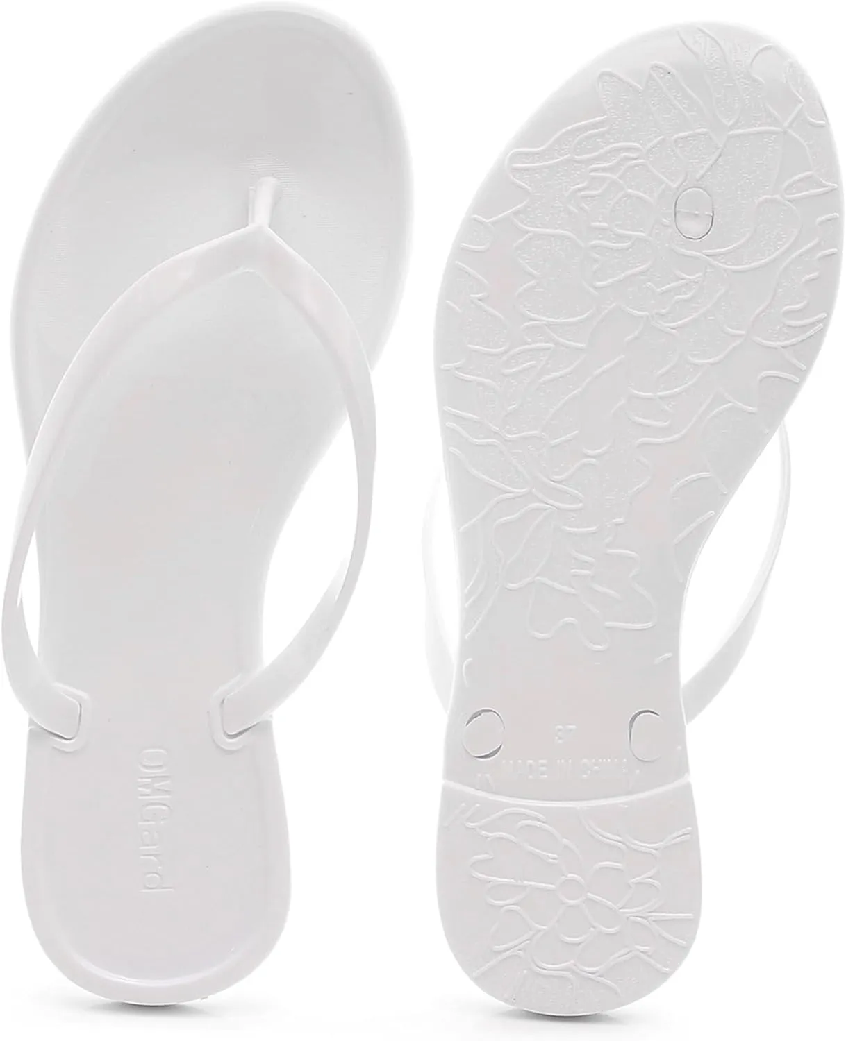 Flip Flops for Women Jelly Sandals Thong Flats Jellies Shoes Clear Slipper Summer Beach Pool Slides Size 10 Slip On Quick Drying Soft