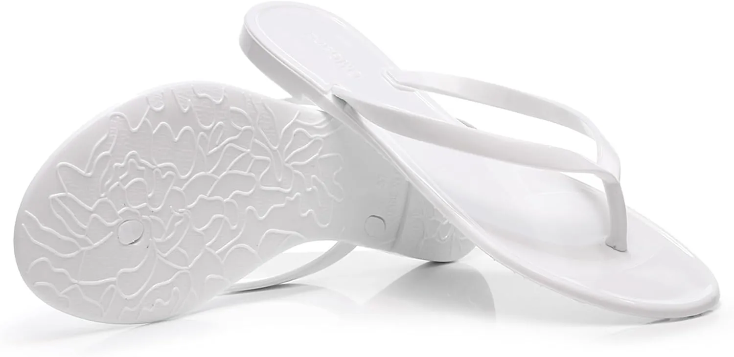 Flip Flops for Women Jelly Sandals Thong Flats Jellies Shoes Clear Slipper Summer Beach Pool Slides Size 10 Slip On Quick Drying Soft