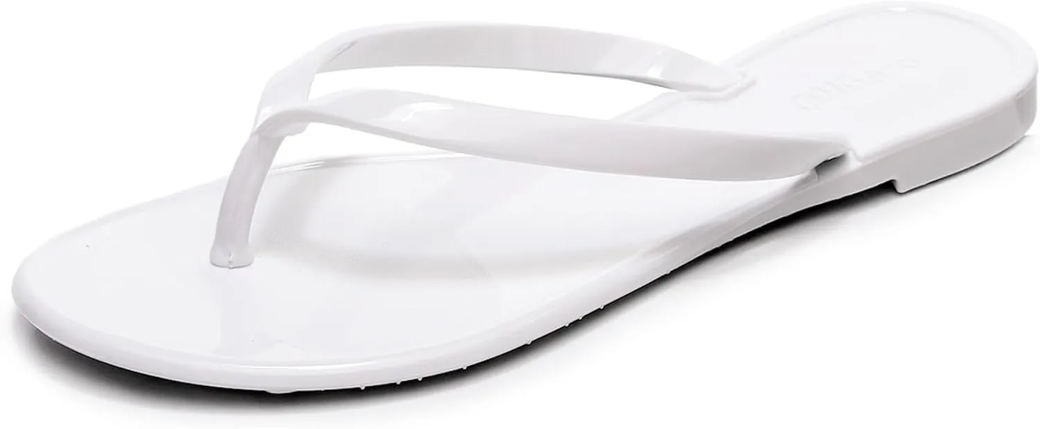 Flip Flops for Women Jelly Sandals Thong Flats Jellies Shoes Clear Slipper Summer Beach Pool Slides Size 10 Slip On Quick Drying Soft