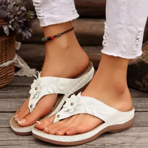 Flip Flops for Women, Orthopedic Sandals with Arch Support Comfortable Walking Platform Wedge Shoes Dressy Summer Slip on Thick Cushion Slippers Casual Trendy Orthotic Slides (b-White, 9)