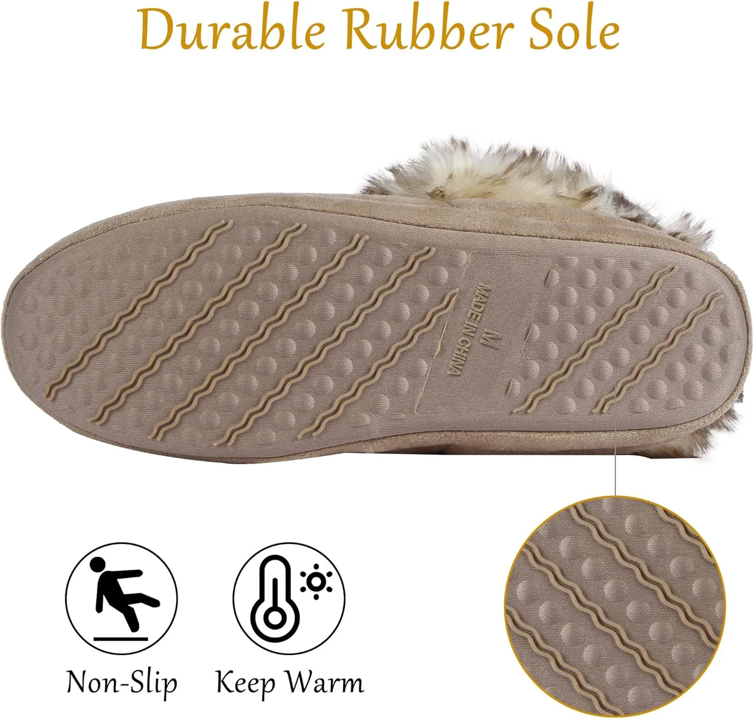 Fluffy Slippers for Women Cute Warm Indoor Bootie Slippers with Pompoms Non-slip House Home Boots