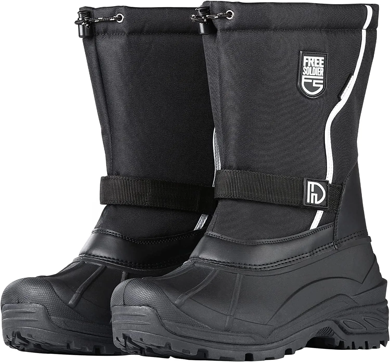 FREE SOLDIER Mens Snow Boots Insulated Waterproof Winter Shoes Nonslip Outdoor Footwear with Removable Lining(Thick Dark Black 11)