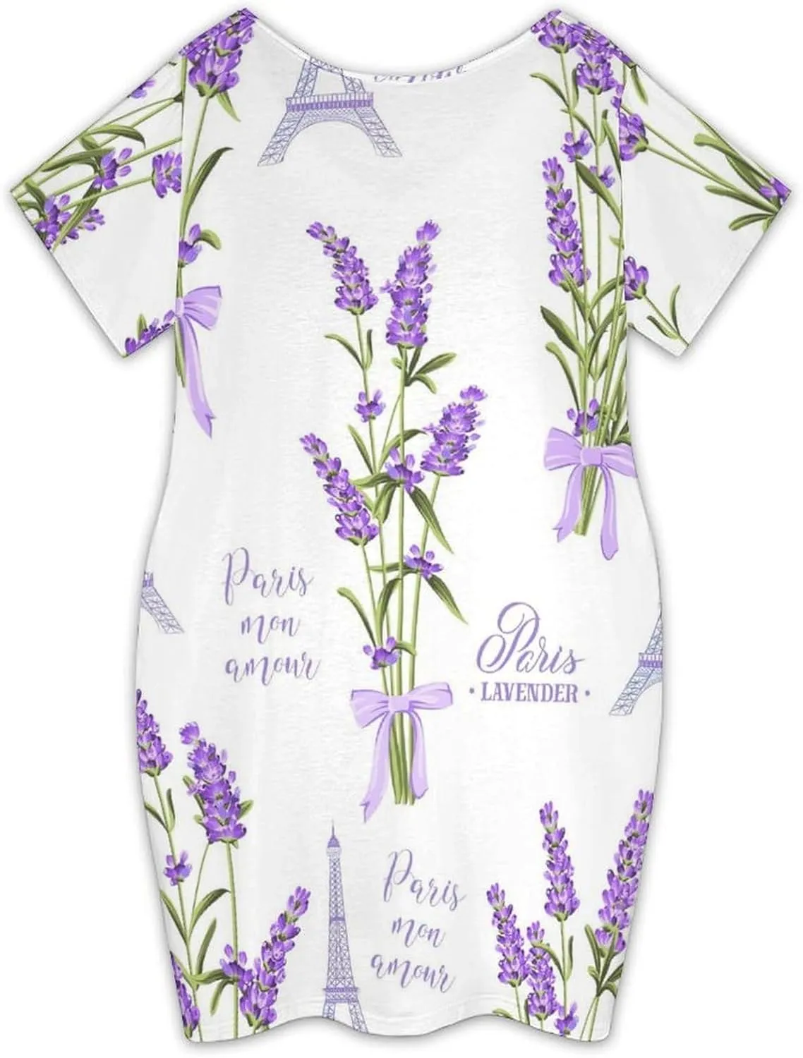 French Lavender Womens Ultra Relaxed Fitting V Neck Short Sleeves Barrel Simple Mid Length Sides Pocket Dresses