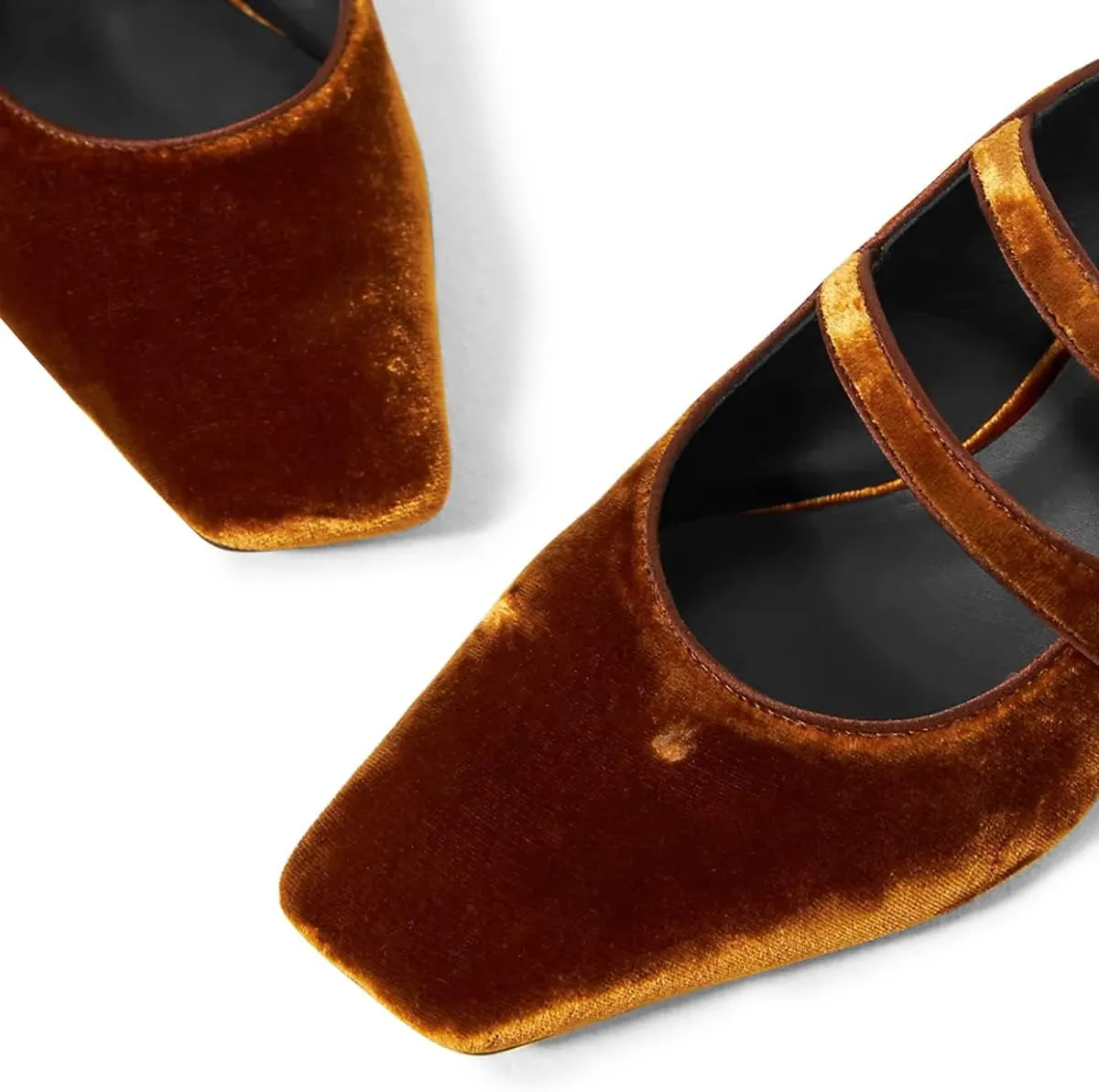 FSJ Women Low Cone Heel Mules Velvet Closed Square Toe Pearl Buckle Strap Slip On Pumps Backless Slide Sandals Office Dress Shoes Size 4-15 US