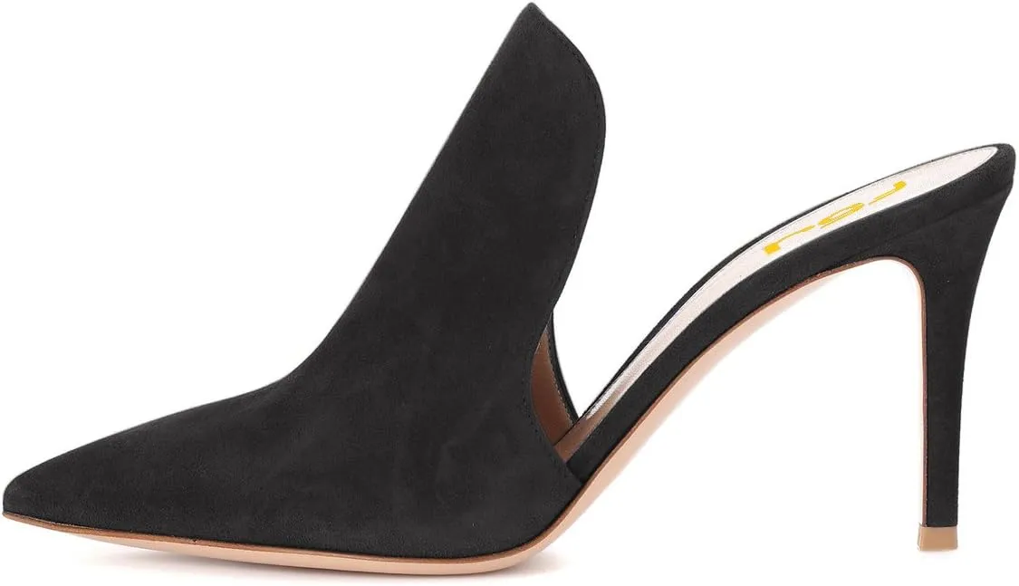 FSJ Women Pointed Toe Slide Mule Sandal Slippers Stiletto High Heels Loafers Slip on Backless Shoes 4-15 M US