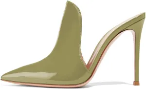 FSJ Women Pointed Toe Slide Mule Sandal Slippers Stiletto High Heels Loafers Slip on Backless Shoes 4-15 M US