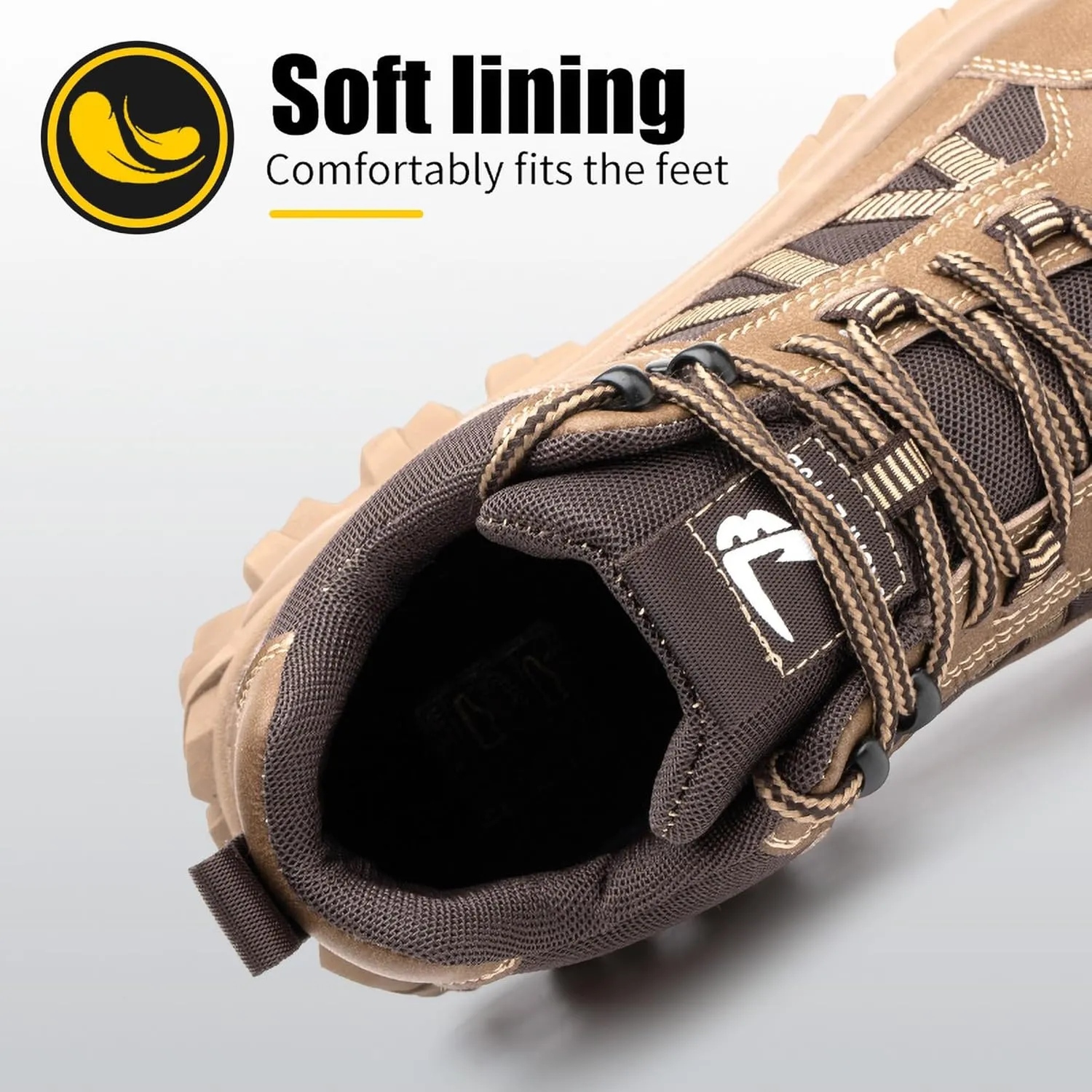 FUDYNMALC Steel Toe Work Boots for Men: Slip Resistant Mens Safety Shoes Indestructible Construction - Comfortable Breathable Working Footwear
