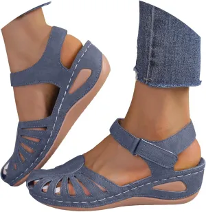 Generic Women's Closed Toe Sandals, Comfortable Orthopedic Arch Support Ankle Strap Dressy Summer Platform Wedge Shoes Walking Casual Orthotic Sandals in Brown