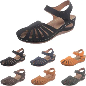 Generic Women's Closed Toe Sandals, Comfortable Orthopedic Arch Support Ankle Strap Dressy Summer Platform Wedge Shoes Walking Casual Orthotic Sandals in Brown