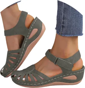 Generic Women's Closed Toe Sandals, Comfortable Orthopedic Arch Support Ankle Strap Dressy Summer Platform Wedge Shoes Walking Casual Orthotic Sandals in Brown