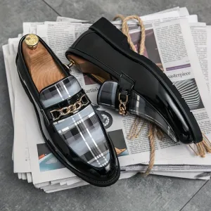 Gentlemen's Formal Shoes 
 | Plaid Loafers For Elegant Outfit