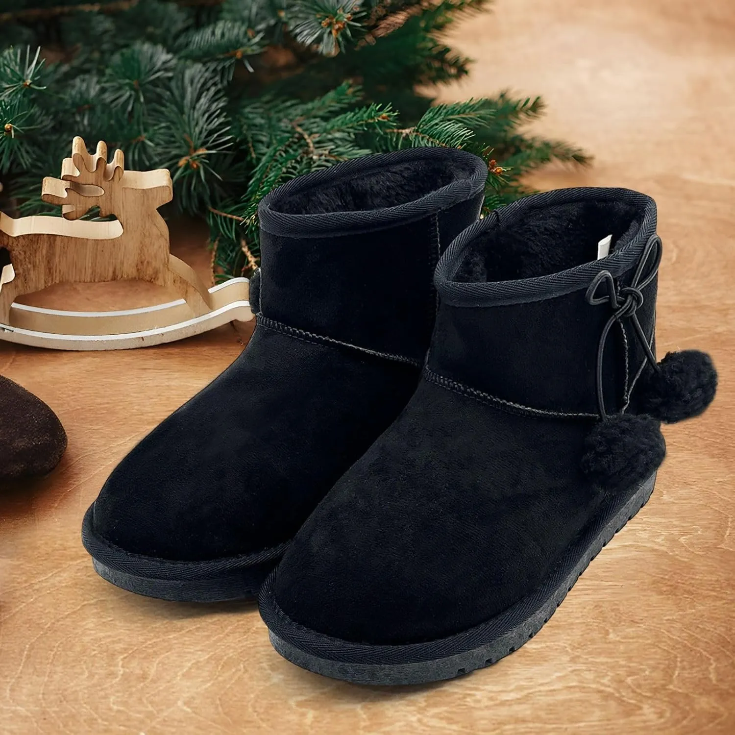 Girls Boots Kids Winter Snow Boots Faux Fur Lined Short Boots Fuzzy Warm Ankle Shoes for Little Big Kids Girls