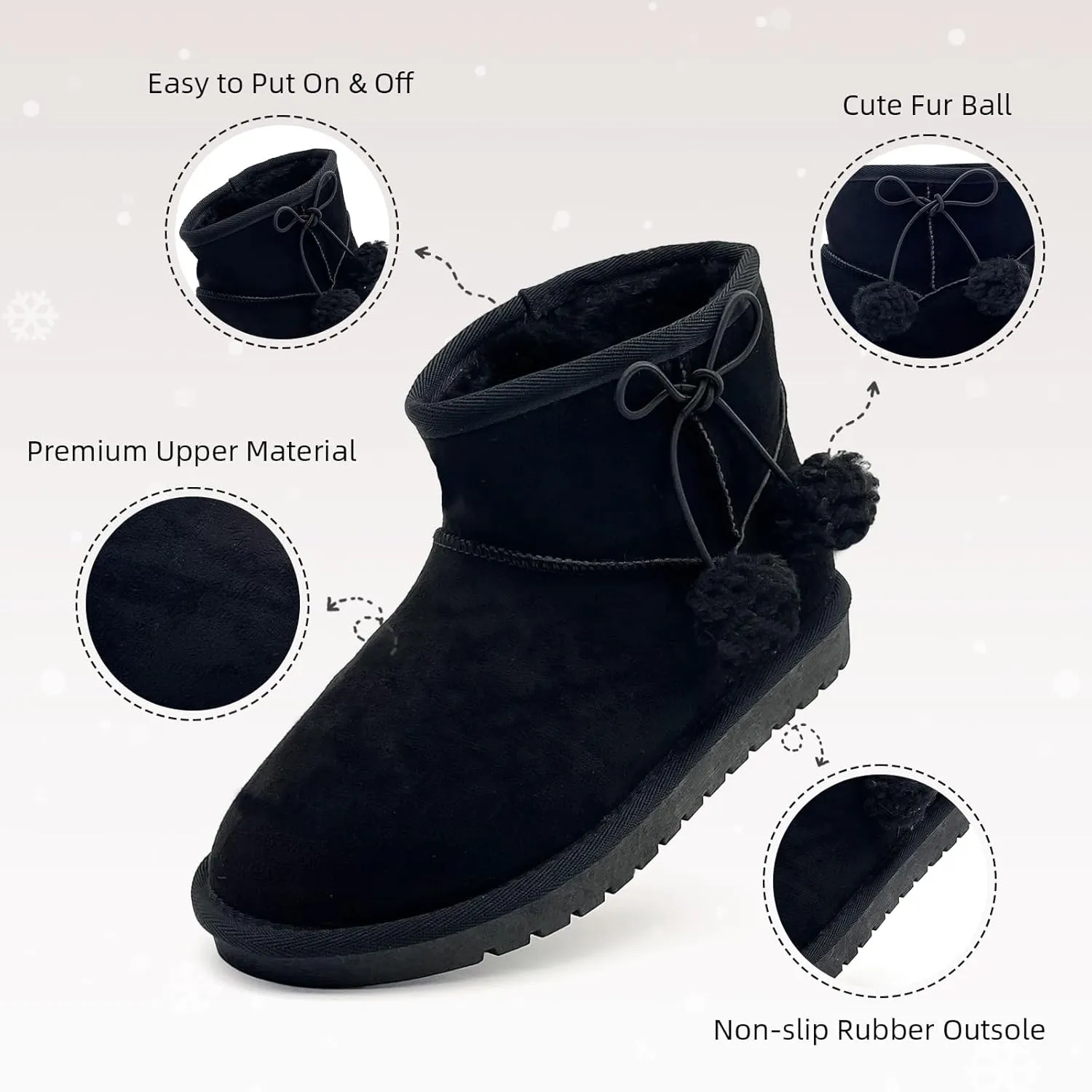 Girls Boots Kids Winter Snow Boots Faux Fur Lined Short Boots Fuzzy Warm Ankle Shoes for Little Big Kids Girls