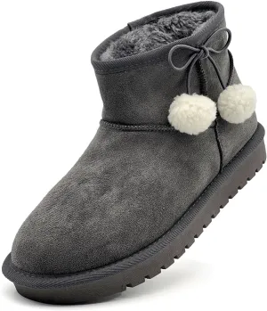 Girls Boots Kids Winter Snow Boots Faux Fur Lined Short Boots Fuzzy Warm Ankle Shoes for Little Big Kids Girls
